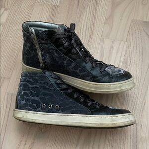 P448 Black and Gray Patterned High-Top Sneakers
